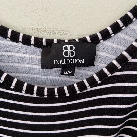 BB Collection Black And White Stripped Soft Stretchy Column Sleeveless Dress - Picture 3 of 3